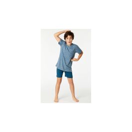Woody Jongens Pyjama Melange Blauw Banaan