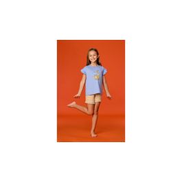 Pyjama fille Woody Str Short Fringe Animals - Peach Orange