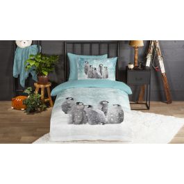 Enveloppe de couette Kids Good Morning Pengu - Bleu